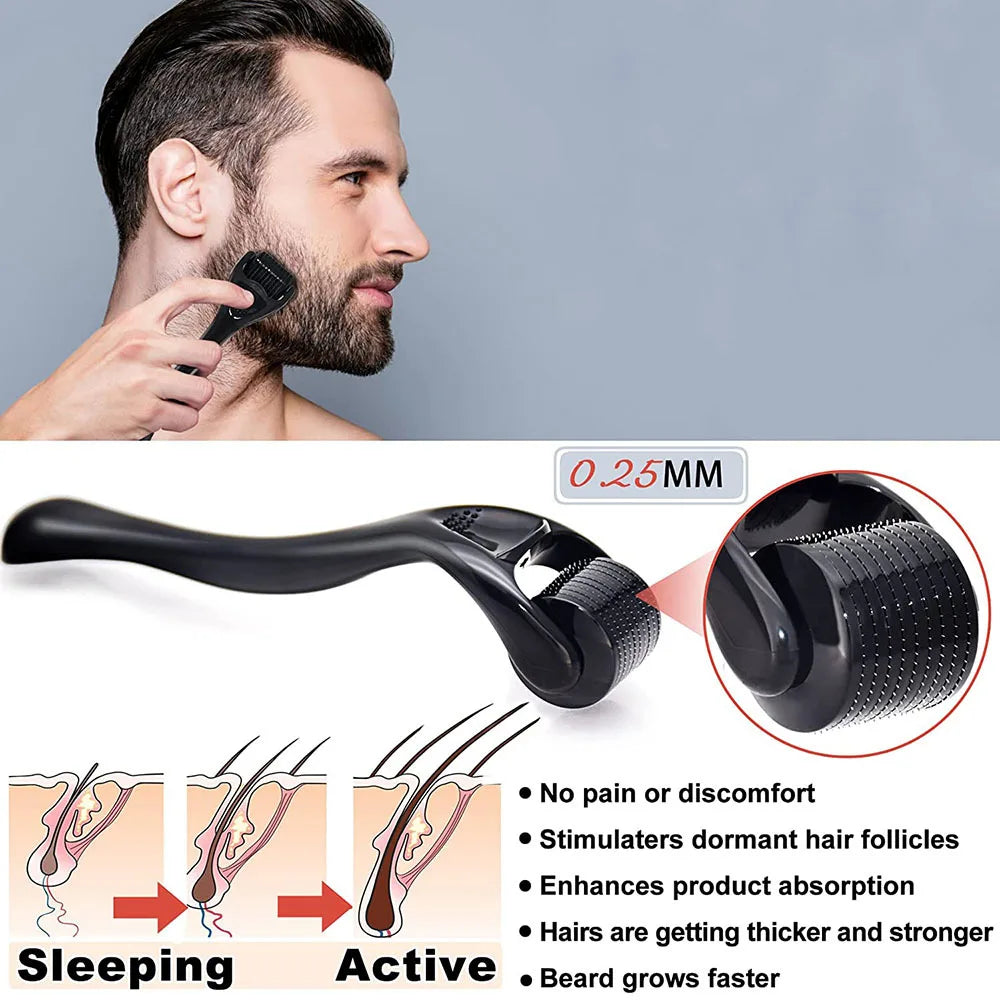 5/7/8 PCS Men's Beard care full set beard comb Balm Double-sided comb with roller beard growth liquid