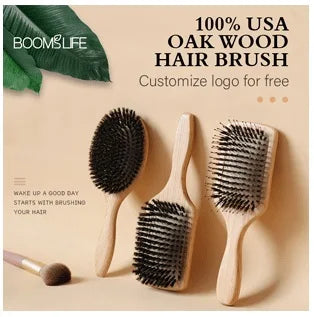 Natural Hair Brush Women Wide Tooth Hair Combs Healthy Paddle Cushion Massage Hairbrush Wooden Comb Hair Care Barber Accessories