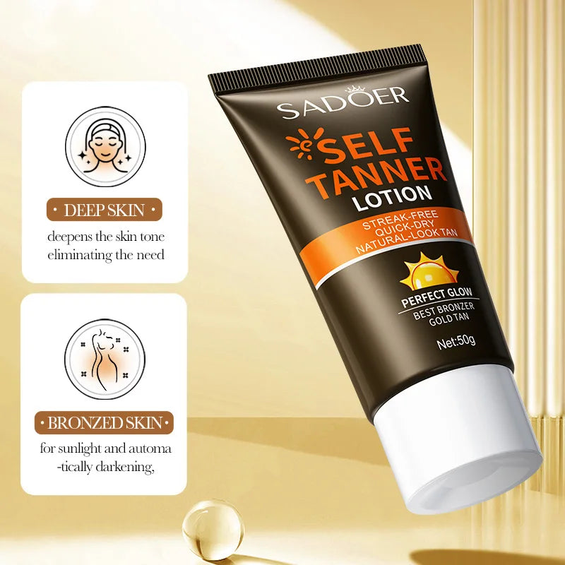 SADOER Body Self Tanners & Bronzer,Summer beach tanning cream darkening lotion,Facial Self Tanners & Bronzers lasting