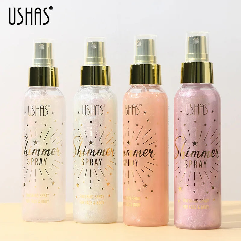 Liquid Highlight Spray Body Face Waterproof Shimmer High Gloss Illuminator Glitter Bronzer Longlasting Brightens Makeup