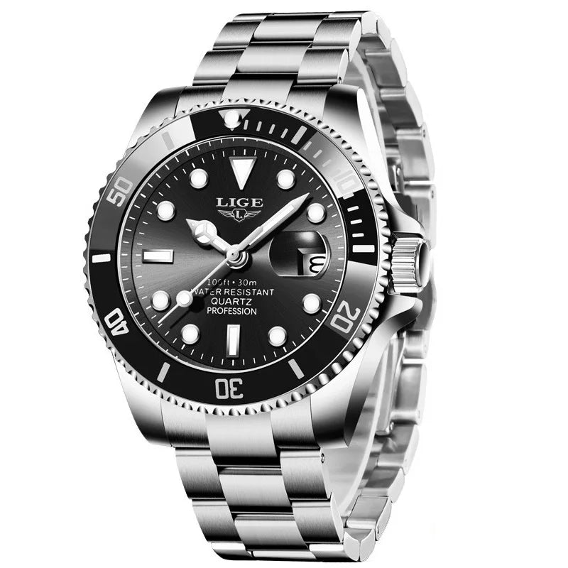 LIGE Men Watch Fashion Business Watch Men Top Brand Luxury Waterproof Luminous Quartz Wristwatches For Men Relogios Masculino