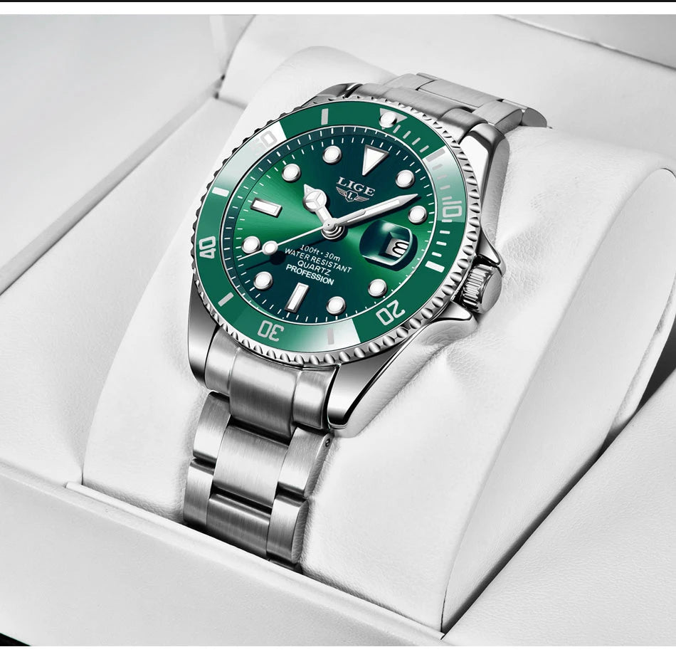 LIGE Men Watch Fashion Business Watch Men Top Brand Luxury Waterproof Luminous Quartz Wristwatches For Men Relogios Masculino