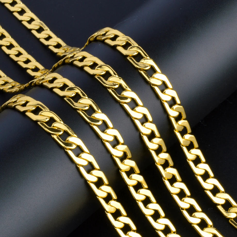 Sunny Jewelry Women Men's Necklace Gold Plated Fashion Basic Punk Cuban Link Chain Long Necklace Neck Jewellery Accessories Gift