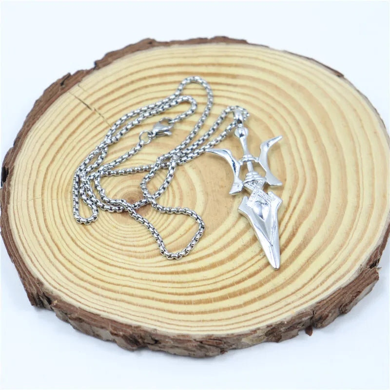 Punk Jewelry Halberd Necklaces for Men Boys Girl Goth Cross Choker Trinket Statement Necklaces&Pendants Key Chain Neck Charms