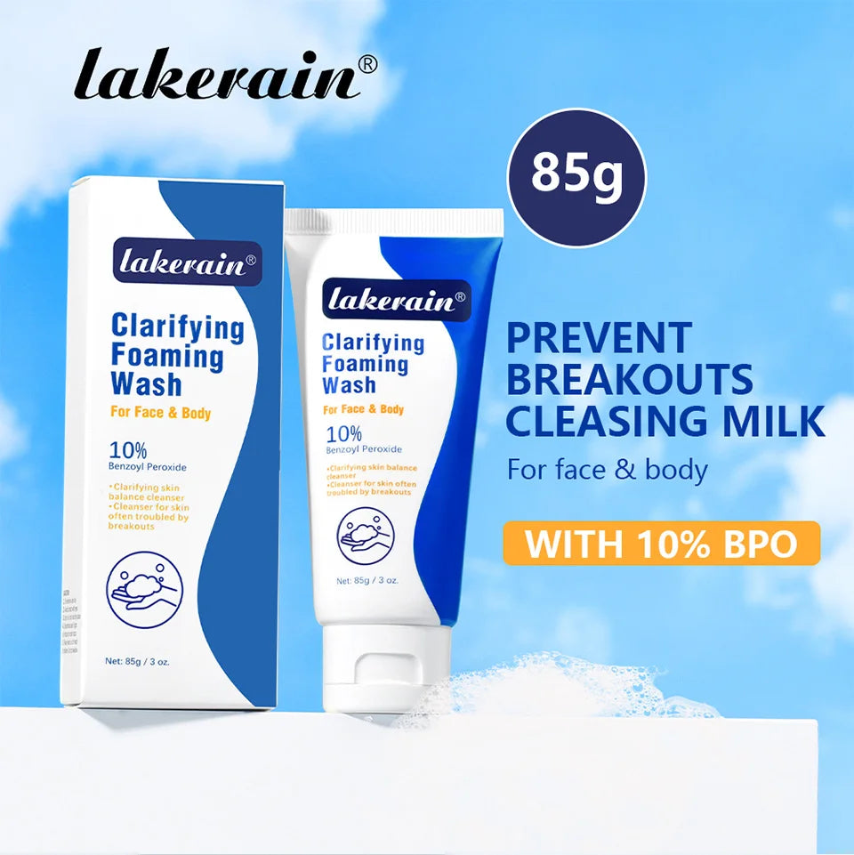 Lakerain Clarifying Foaming Wash 10% Benzoyl Peroxide Foaming Cleanser Acne Foaming Cleanser Target Breakouts Deep Clean Cream