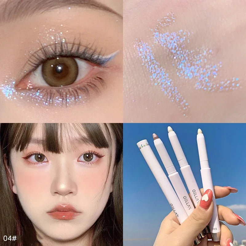 Diamond Glitter Eyeshadow Liner Pencil Face Makeup Highlighter Long lasting Matte Pink Silkworm Champagne Gold Eyeliner Pen
