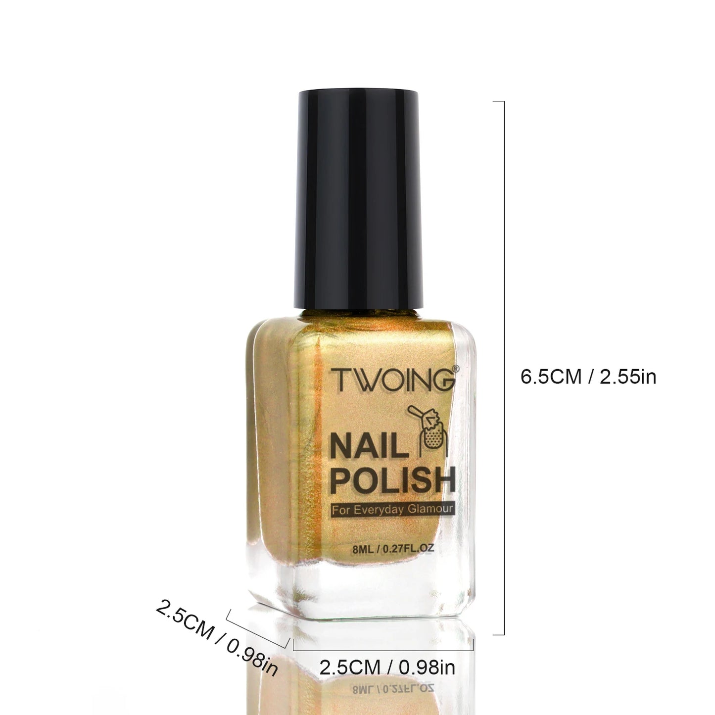 8ml Gold Metallic Nail Polish Bright Metal Mirror Nail Polish, Lasting,High Shine,Manicure Nail Lacquers Quick-Dry Manicure Art