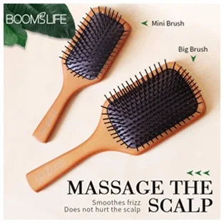 Natural Hair Brush Women Wide Tooth Hair Combs Healthy Paddle Cushion Massage Hairbrush Wooden Comb Hair Care Barber Accessories