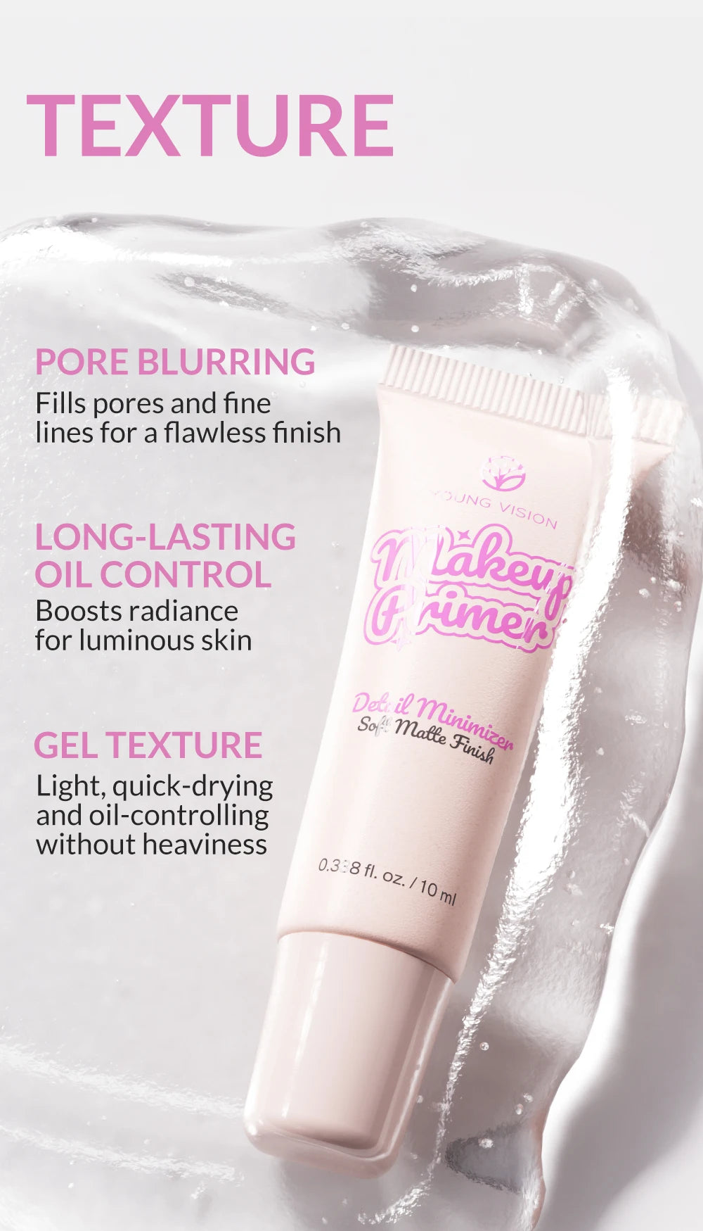 Pore-Blurring Makeup Primer Lightweight, Oil-Control Pre-Makeup Base Long-Lasting, Hydrating, and Smoothing Primer for Invisible