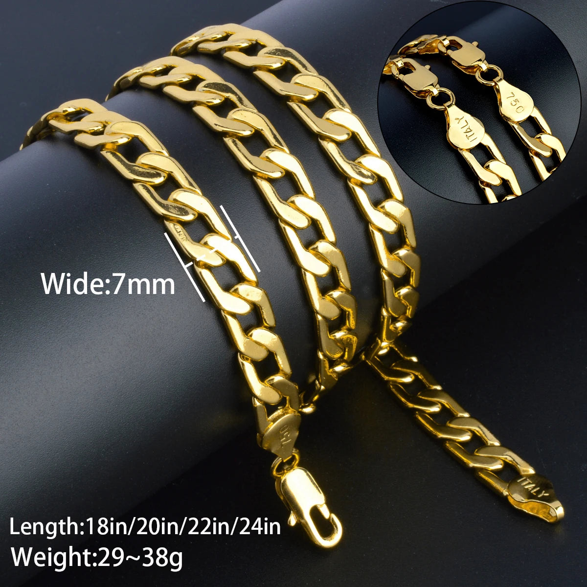 Sunny Jewelry Women Men's Necklace Gold Plated Fashion Basic Punk Cuban Link Chain Long Necklace Neck Jewellery Accessories Gift