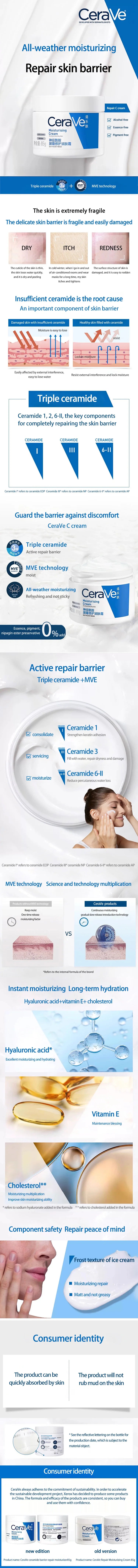 CeraVe Moisturizing Cream 85g Body Cream with Hyaluronic Acid and Ceramidesand Face Moisturizer for Dry Skin Oil-Free