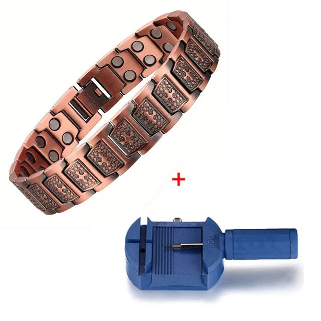 Men's Copper Magnetic Bracelet Elegant 99.99% Solid Copper Bracelets with Double-Row Strong Magnets,Magnetic Jewelry