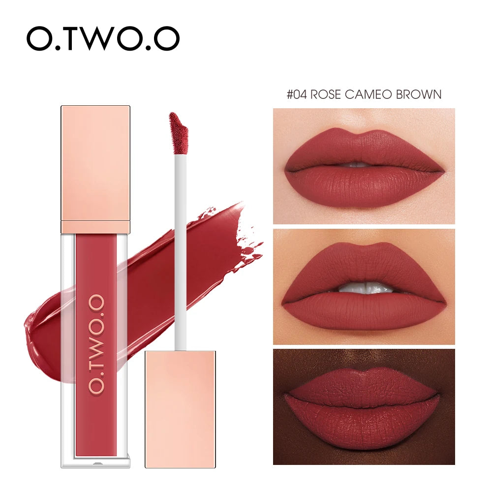 O.TWO.O 12 Color Liquid Lipstick Matte Finish Sexy Silky Lip Gloss Waterproof Kiss-proof Lasting Lip Glaze Lip Tint Cosmetics