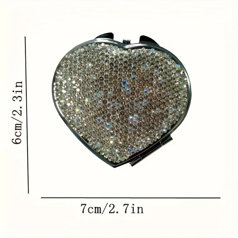 Makeup Mirror Luxury Diamond Portable Pocket Compact Mirror Women's Gifts Handheld Cosmetic Mirror with Magnification