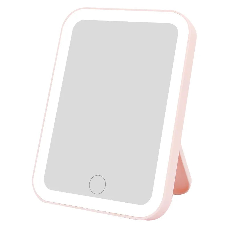 3 Colors LED Vanity Mirror with Touch Screen USB Rechargeable Dimming Makeup Mirror Portable