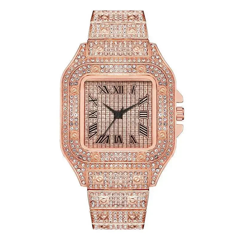 Luxury Diamond Men Women Watches Gold Watch Ladies Wrist Watch Luxury Rhinestone Unisex Bracelet Watches Female Clock 2024 New