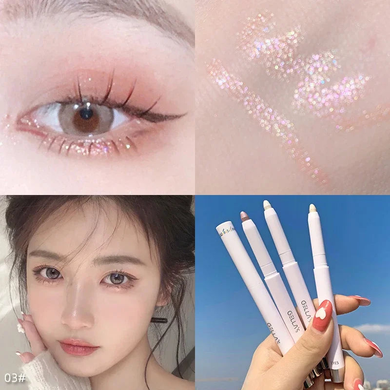 Diamond Glitter Eyeshadow Liner Pencil Face Makeup Highlighter Long lasting Matte Pink Silkworm Champagne Gold Eyeliner Pen