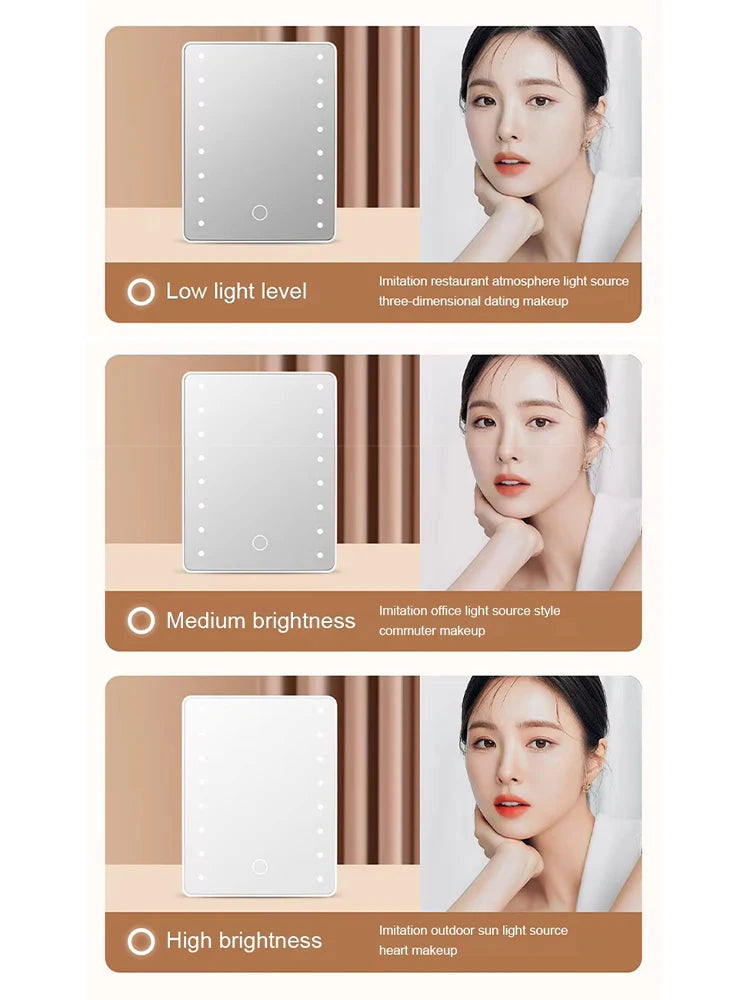 Makeup Mirror With 16 Leds Cosmetic Mirror With Touch Dimmer Switch Usb Or Battery Operated Stand For Tabletop Bathroom Travel