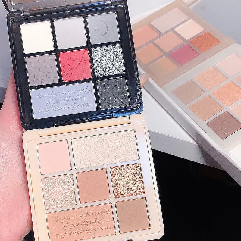 Cement Grey Black Eye Shadow Palette Makeup Eyes Glitter Contour Pigments Palette Pearly Shimmer Fashion Korean Shadow Makeup