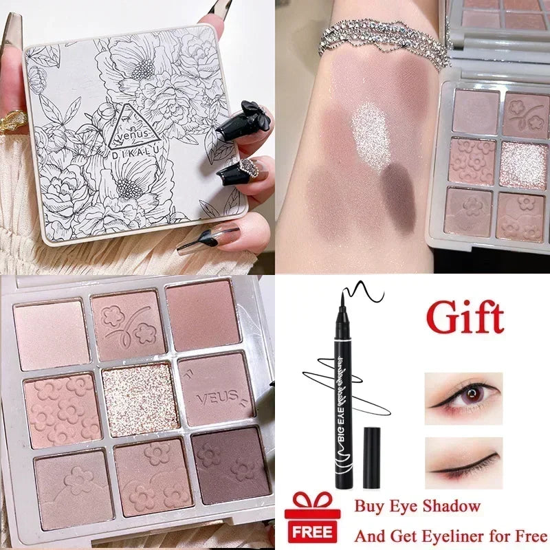 Cement Grey Black Eye Shadow Palette Makeup Eyes Glitter Contour Pigments Palette Pearly Shimmer Fashion Korean Shadow Makeup