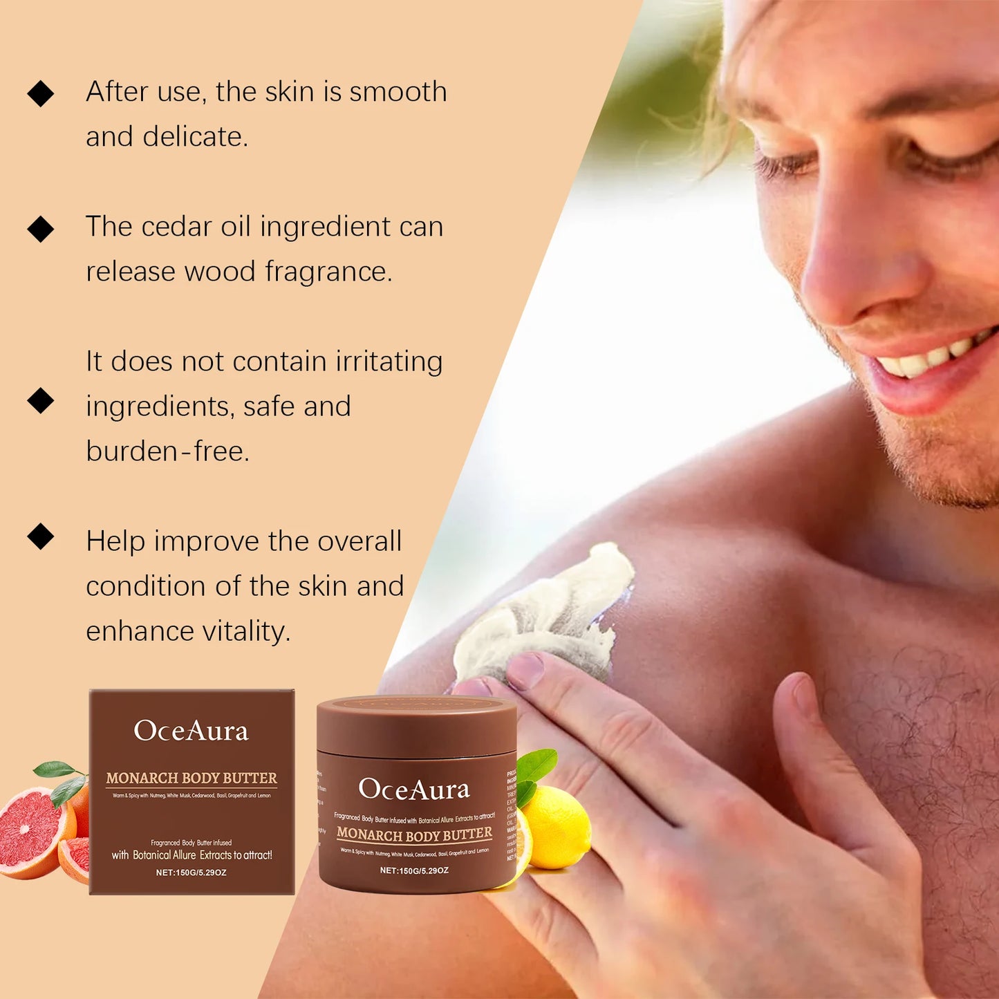 Men's Moisturizing Cream - Daily Body Skin Moisturization, Nourishing for Soft and Smooth Skin, External Care