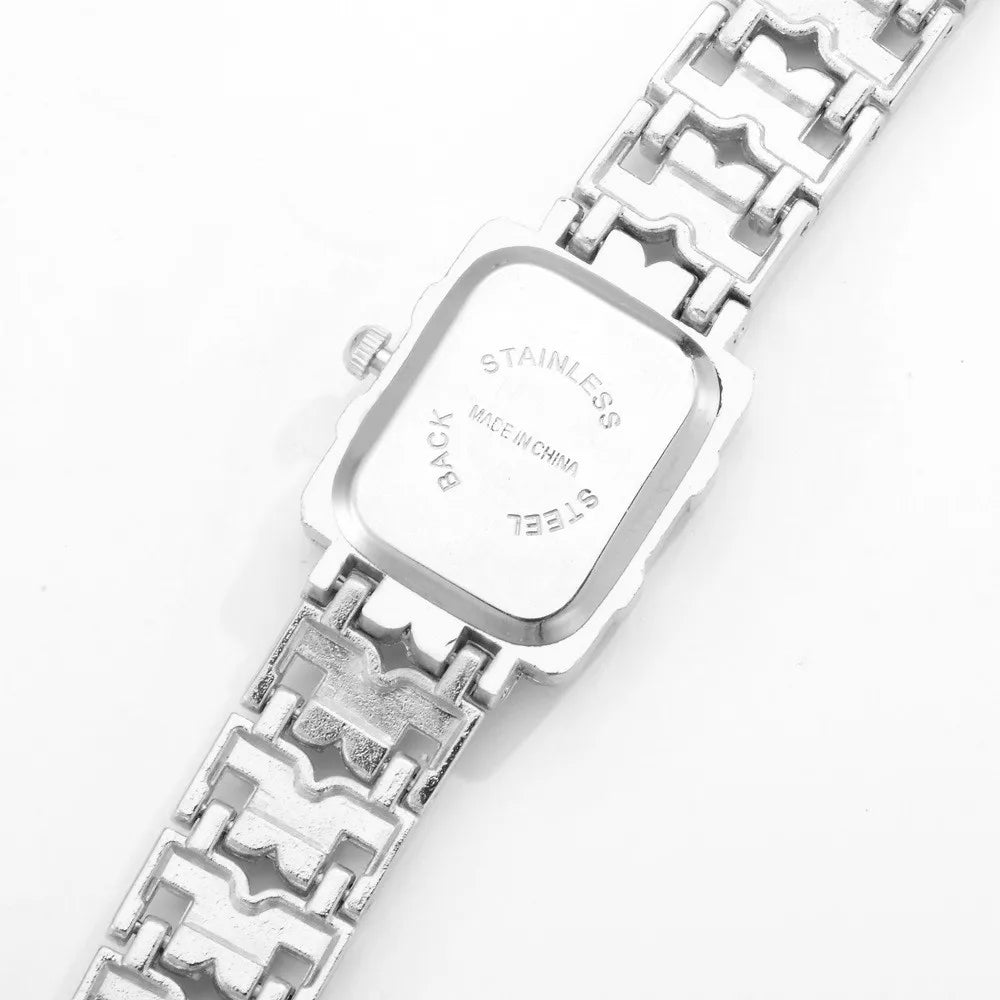 Luxury Sliver Metal Women Bracelet Wrist Watch Top Brand Fashion Crystal Quartz Watch Elegant Square Ladies Clock Reloj Mujer