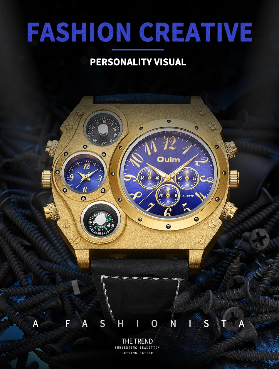 Luxury Sports Watches for Men Top Brand Casual Military Big Dial Cool Man Unique Wristwatch Male Decorative Compass Quartz Clock