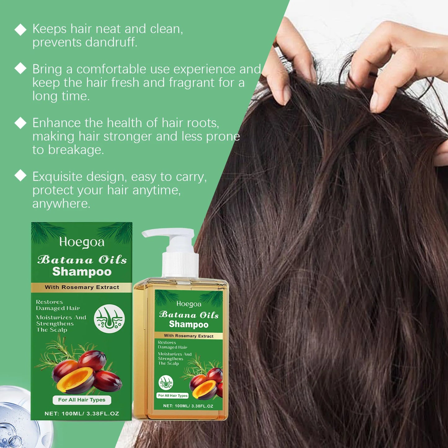100/300ml Batana Oil & Rosemary Shampoo Deep Nourishing Scalp Remove Dandruff Strengthens Hair for Shiny Shampoo Hair Care
