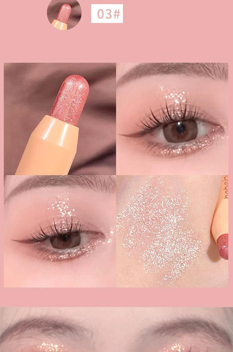 Glitter Eyeshadow Stick Diamond Eyes Makeup Highlighter Shadow Pen Long Lasting Rose Pink Silkworm Champagne Gold Liner Pencil