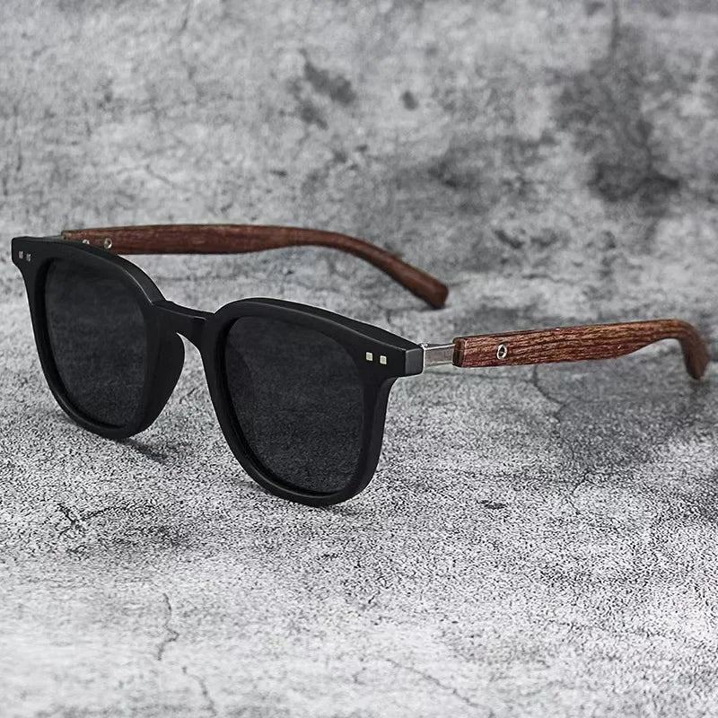 Sunglasses for Men Trendy Retro Wood Grain Polarized UV Protection Eyewear Cycling Outdoor Street Photography Shades