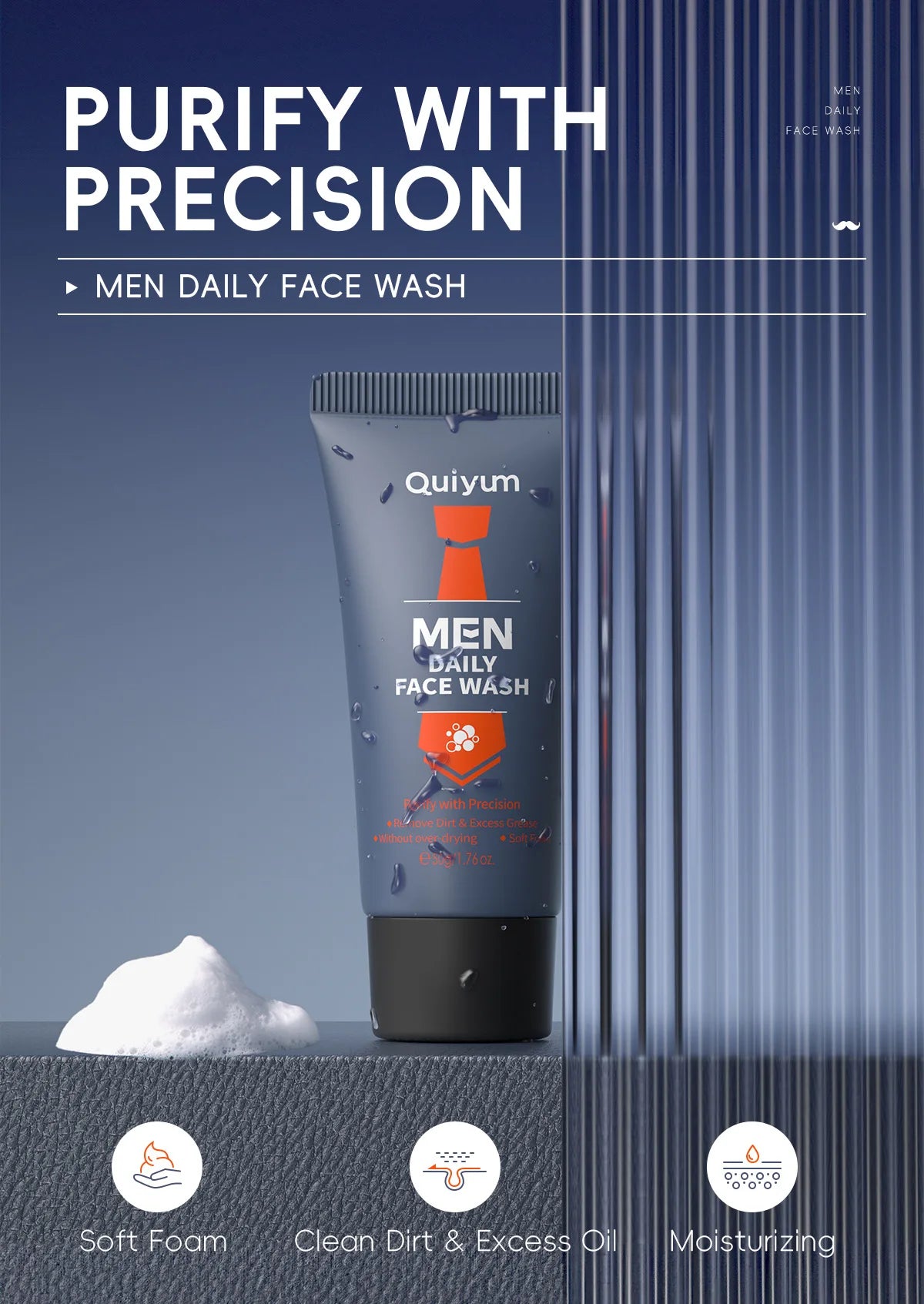 Men Facial Foaming Cleanser Deeply Cleansing Oil Control Moisturizing Blackhead Removal Skin Care Face Wash Foam Cleanser