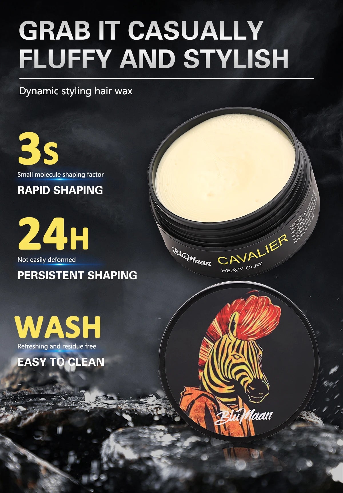 Hair Styling Pomade & Gel for Men - Strong Hold Restoring Ointment, Long Lasting Hair Wax with Natural Shine