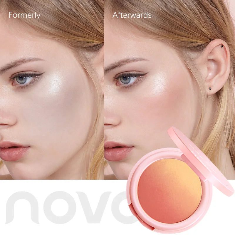 Vibrant Blush Palette, Multi-Color Gradient Design, Lightweight & Blendable Color, Face Cosmetics, With Easy-To-Use Mirror