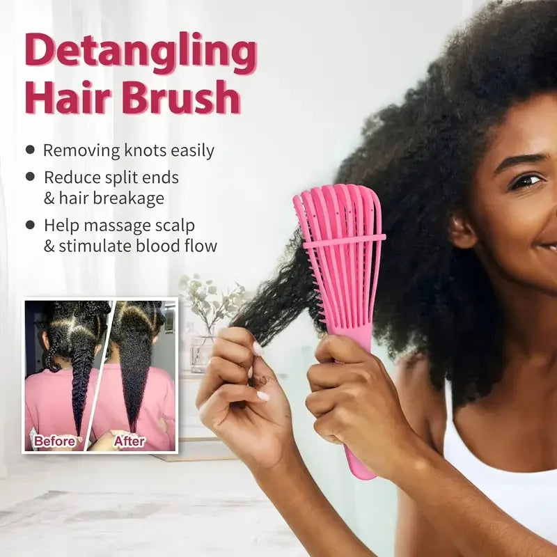 11pcs Hair Brush Set, Comb Set for Teasing, Edge & Back Brushing, Curly Hair Brush Set with Spray Bottle forDetangling Brush