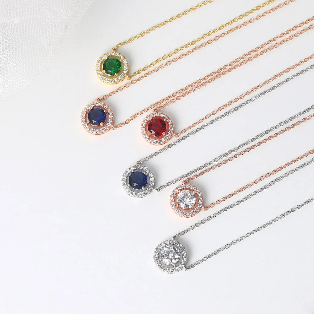 Wedding Round Pendant Necklaces For Women Engagement Female Jewelry Women's Choker Chain On The Neck Shiny Jewellry N095-M