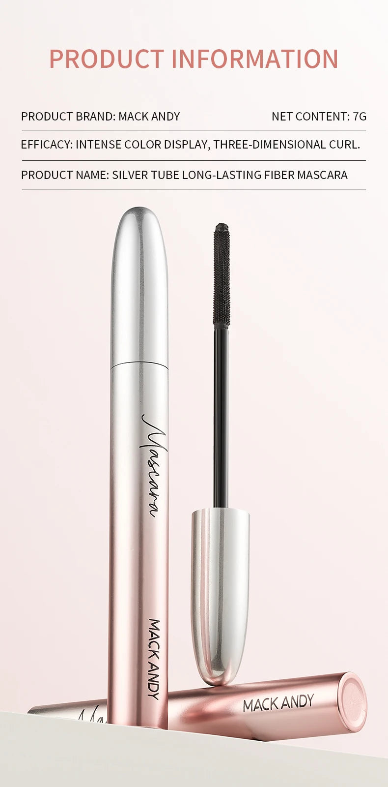 MACKANDY Black Mascara Makeup Volumizing&Lengthening Mascara, Thickening Washable Longwear Smudge Resistant Make Up Cruelty Free