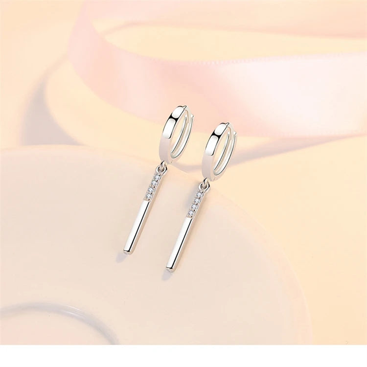 Fashion 925 Sterling Silver earrings For Women Simple Creative Small Stick Ear Buckle Jewelry Lady Anniversary Accessories Gifts
