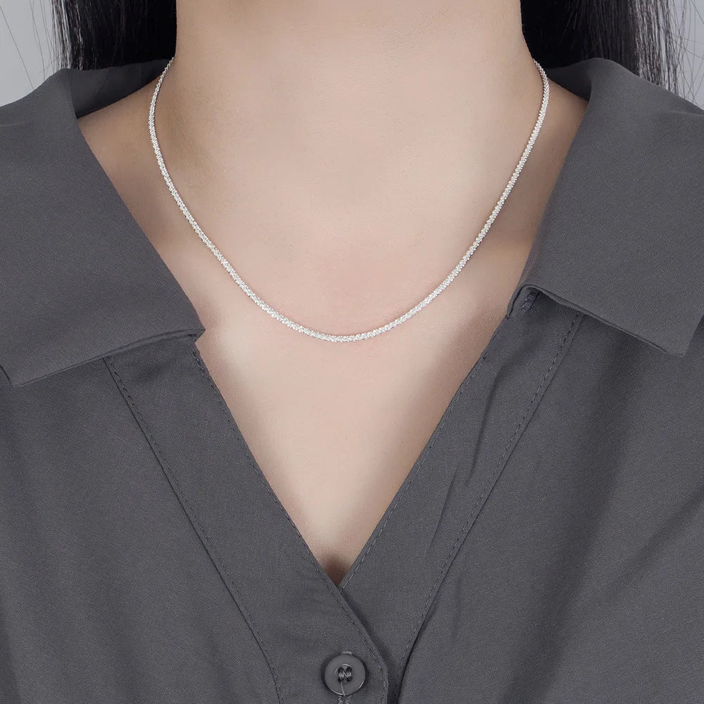 925 Sterling Silver Shiny Neck Chain Necklaces For Women Luxury Designer Jewelry Accessories Wholesale Items
