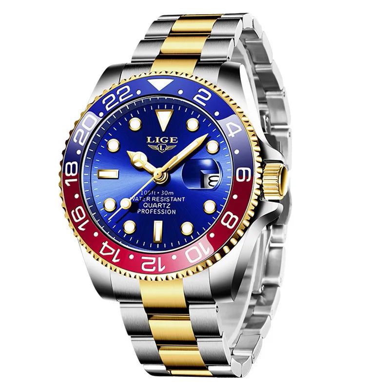 LIGE Men Watch Fashion Business Watch Men Top Brand Luxury Waterproof Luminous Quartz Wristwatches For Men Relogios Masculino