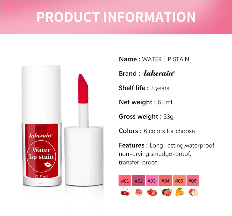 Fruity Water Lip Tin Lip Gloss Moisturizing Lip Glaze Long Lasting Lip Ink Face Lip Dual Purpose Liquid Lipstick Cosmetic Makeup