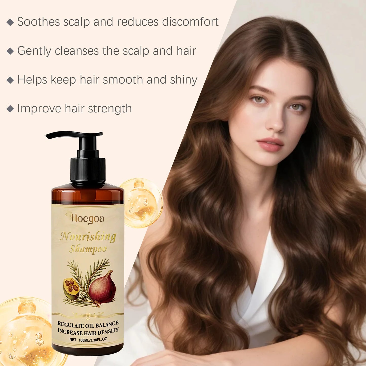 Nourishing Shampoo Gentle Cleansing Soothing Scalp Strengthen Hair Roots Moisturizing Remove Dandruff Smooth Refreshing Shampoo