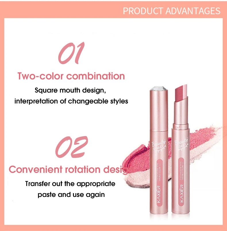 Gradient two-color eye shadow pen waterproof, sweat proof, not easy to smudge, pearlescent, fine shiny, lazy eye shadow s