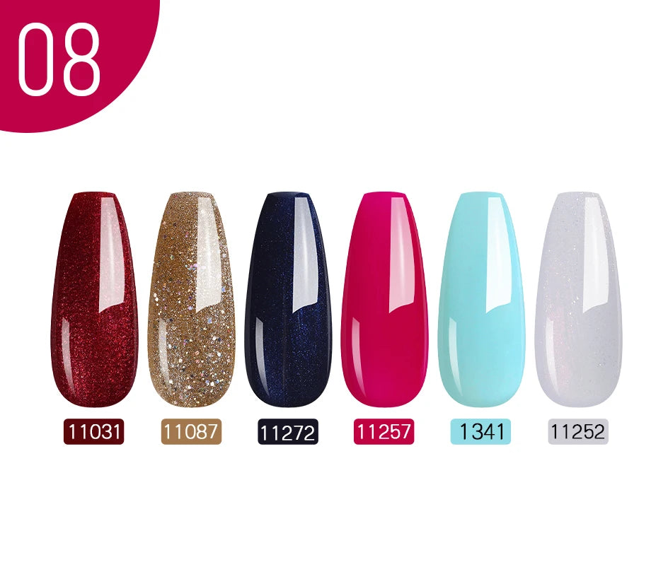 NAILCO 10PCS/Set Gel Nail Polish Gorgeous Full Coverage Semi Permanent Soak Off UV LED Gel Nail Art Base Top Coat Gel Polish Kit