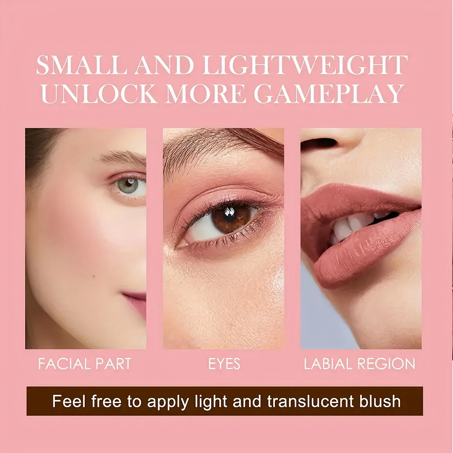 6-color blush palette, natural-toned eye shadow palette, and matte blush palette. Light and breathable, suitable for cheek and e
