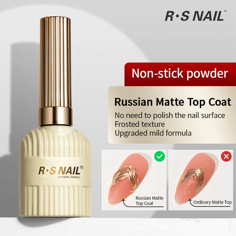 RS NAIL Russian Matte Top Coat Gel Nail Polish 10g Frosted Non Stick Powder Mat Top Coat Nail Art LED UV Semi Permanent Seal Gel
