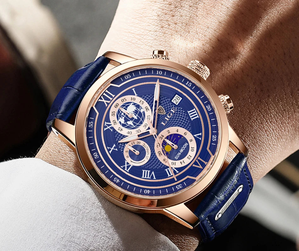 LIGE Top Brand Luxury Watch for Men Business Casual Men's Watches Wristwatch Man Quartz Chronograph Waterproof Watches Clock New