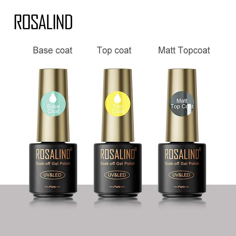 ROSALIND 7ML Matt Top Coat Nail Polish Lacquer Nail Gel Polish Vernis Semi Permanent Soak Off Gel Nail Polish Manicure Art