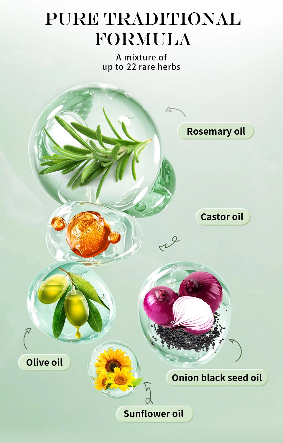 Pure Natural India Hair Oil Ayurvedic Herbal Hair Care Shampoo Rosemary Hair Growth Oil Anti Hair Loss Hair Regrowth Serum
