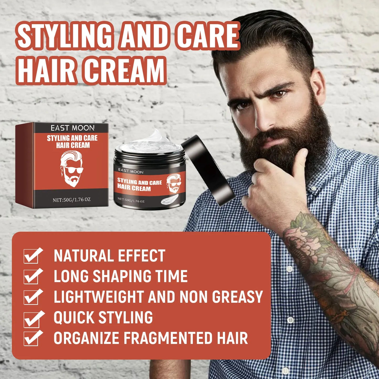 Men Hair Styling Cream Improving Curly Non Greasy Reducing Frizz Strong Holding Edge Control Long Lasting Finishing Hair Pomade