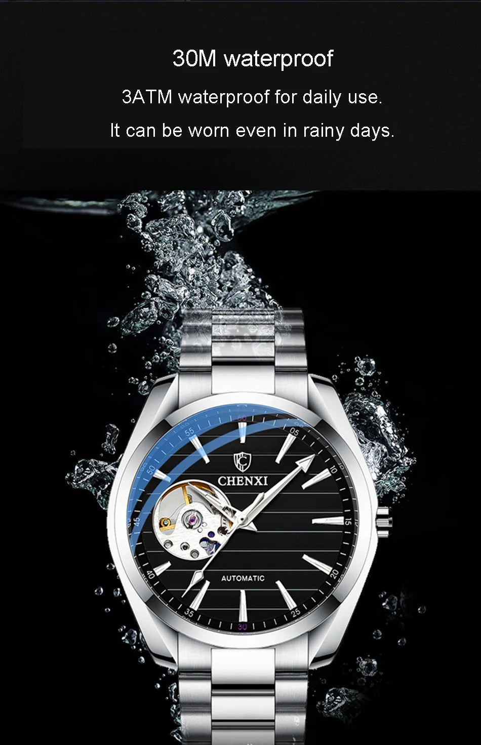 Luxury Fashion Mechanical Automatic Wristwatches For Men High Quality Stainless Steel Waterproof Luminous Mens Watch
